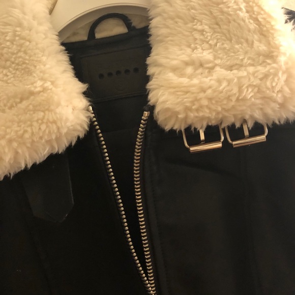 New BlankNYC Black Vegan Leather Shearling Jacket - Picture 5 of 6